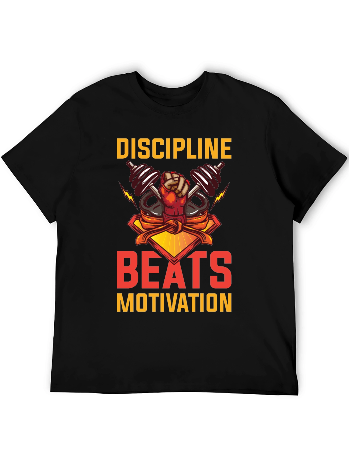 Discipline Beats Motivation Black T-Shirt