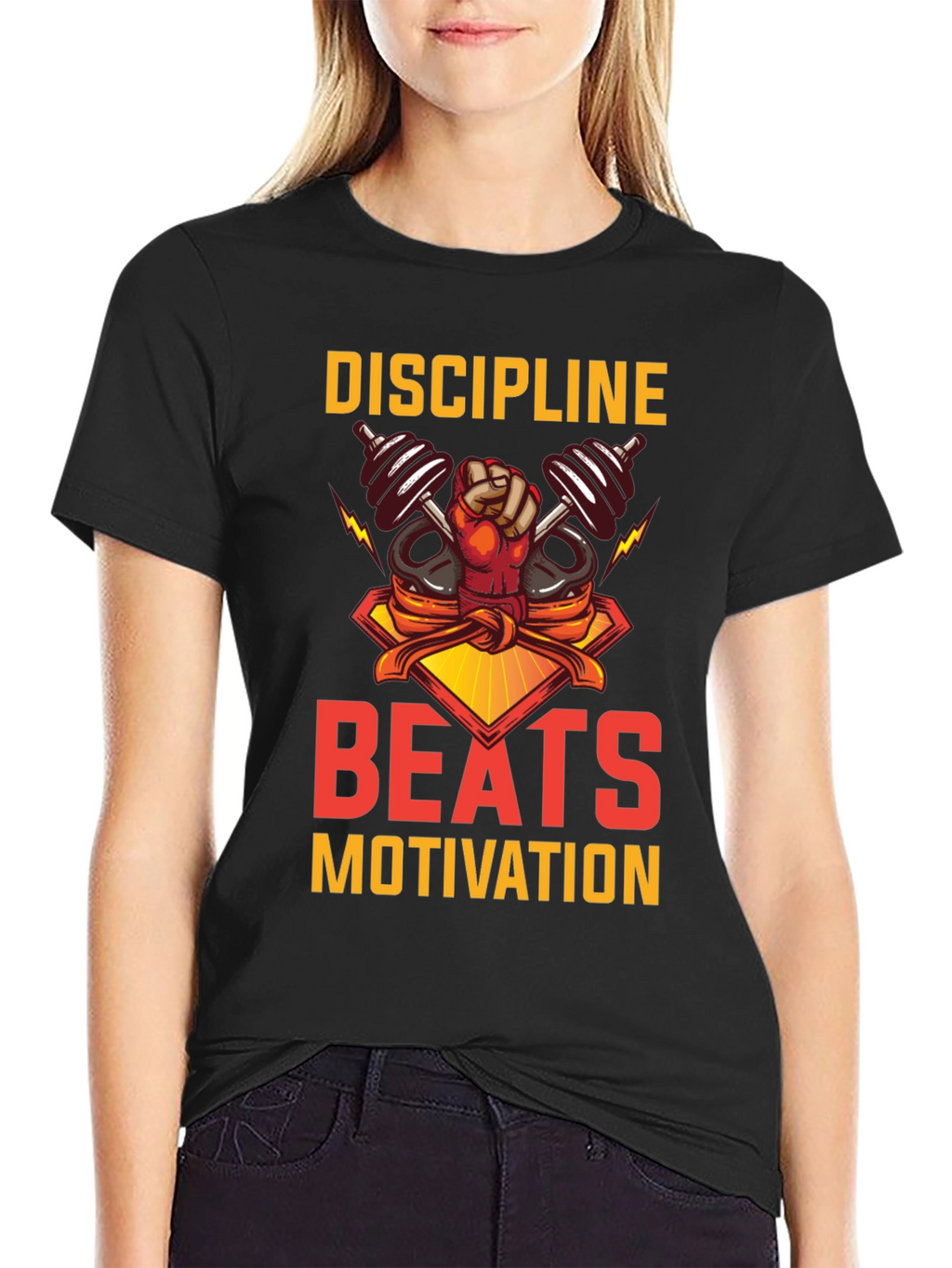 Discipline Beats Motivation Black T-Shirt