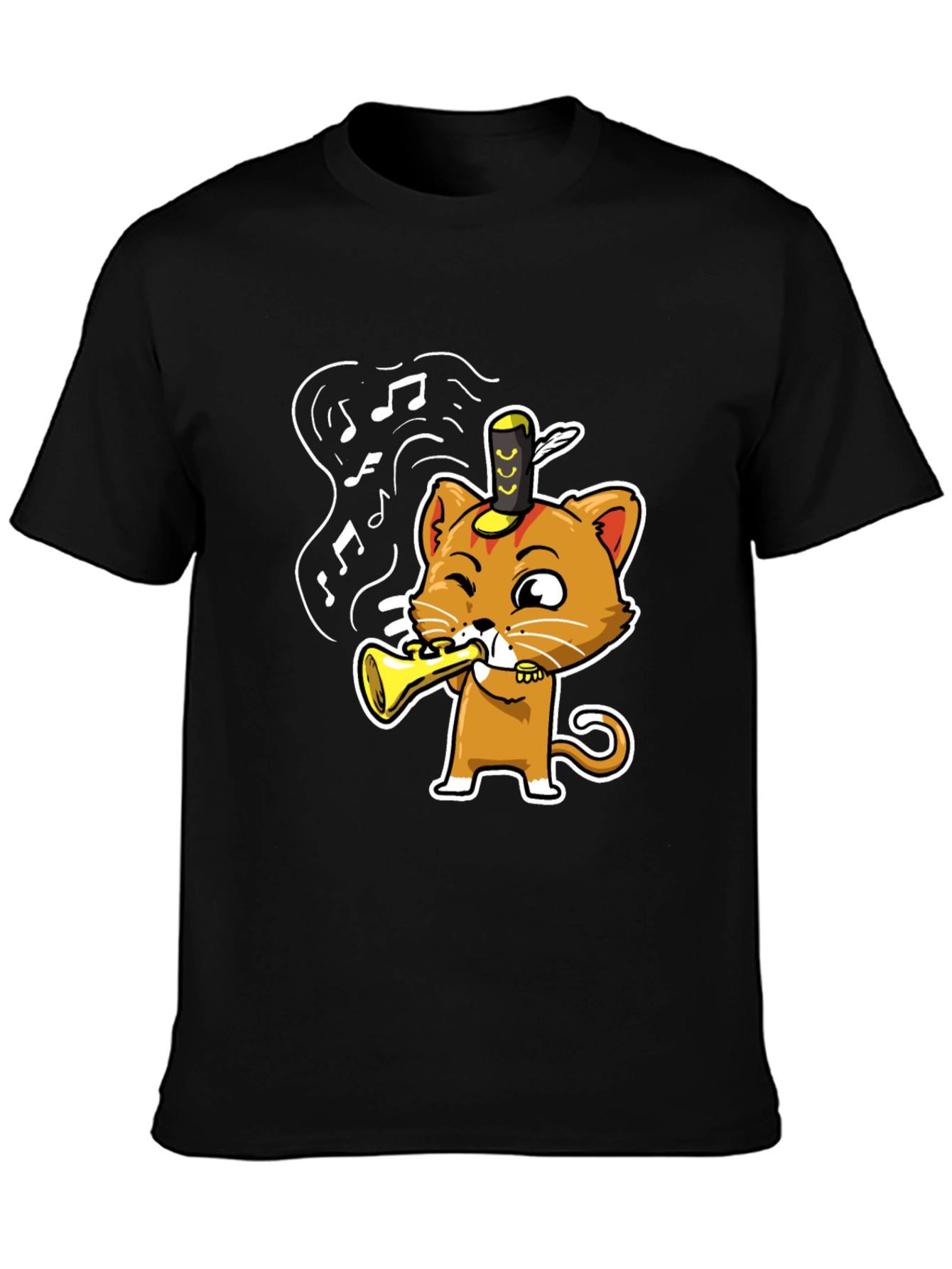 Trumpet Cat T-Shirt - Black