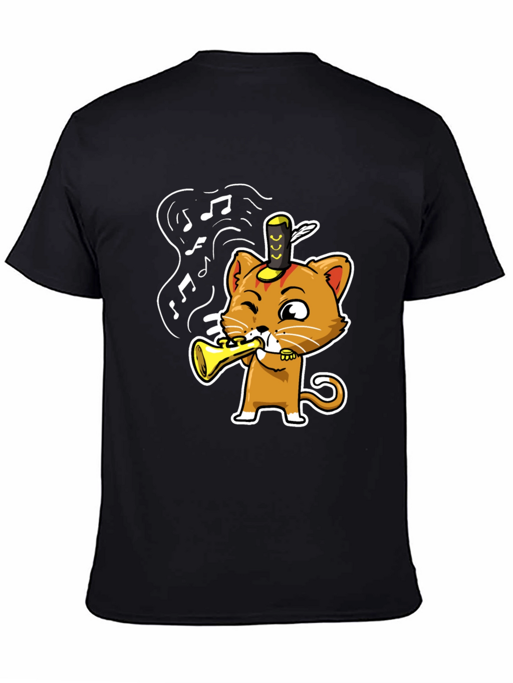 Trumpet Cat T-Shirt - Black