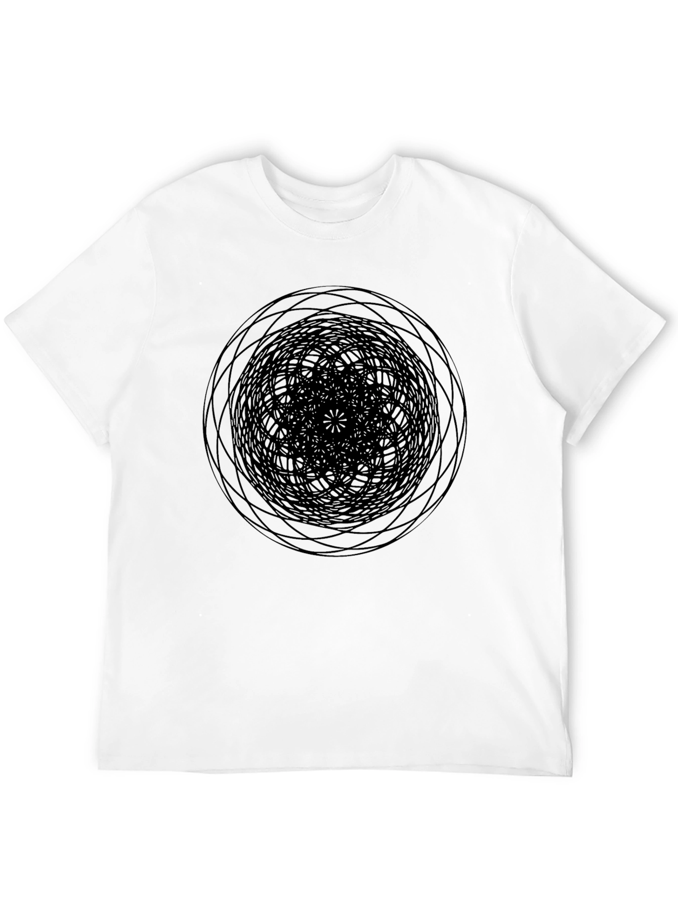 Abstract Geometric Circle Design Black T-Shirt
