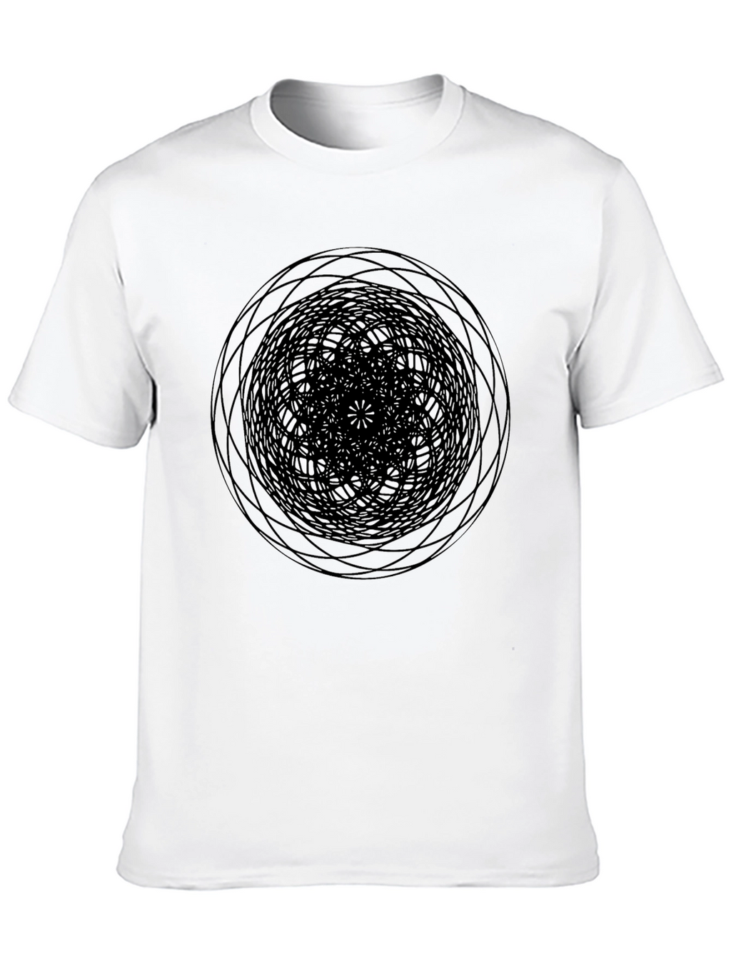 Abstract Geometric Circle Design Black T-Shirt