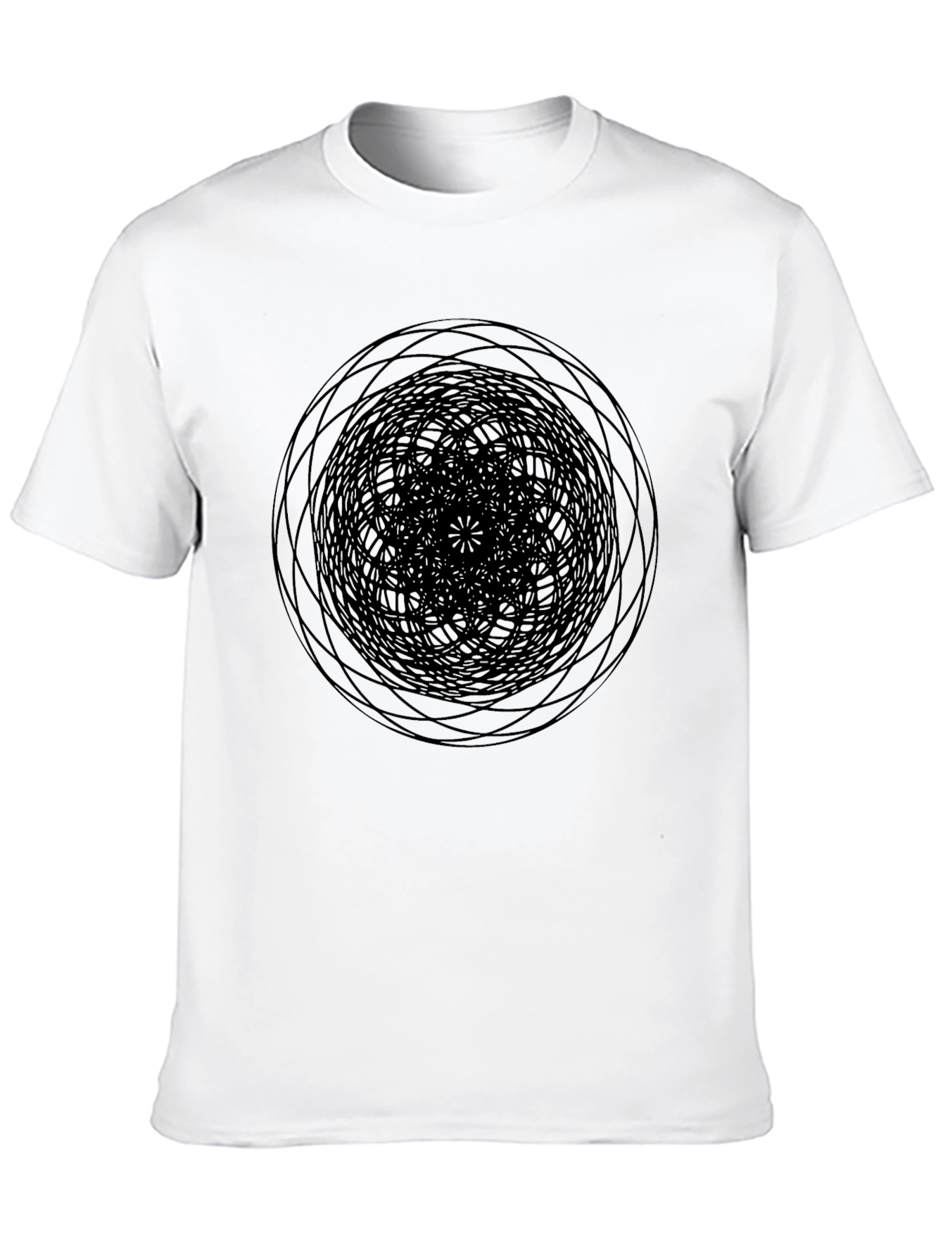 Abstract Geometric Circle Design Black T-Shirt