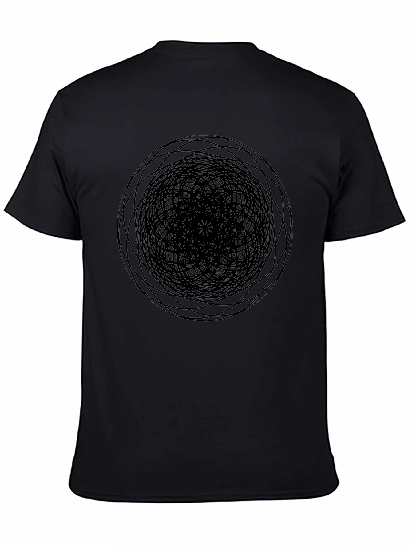 Abstract Geometric Circle Design Black T-Shirt