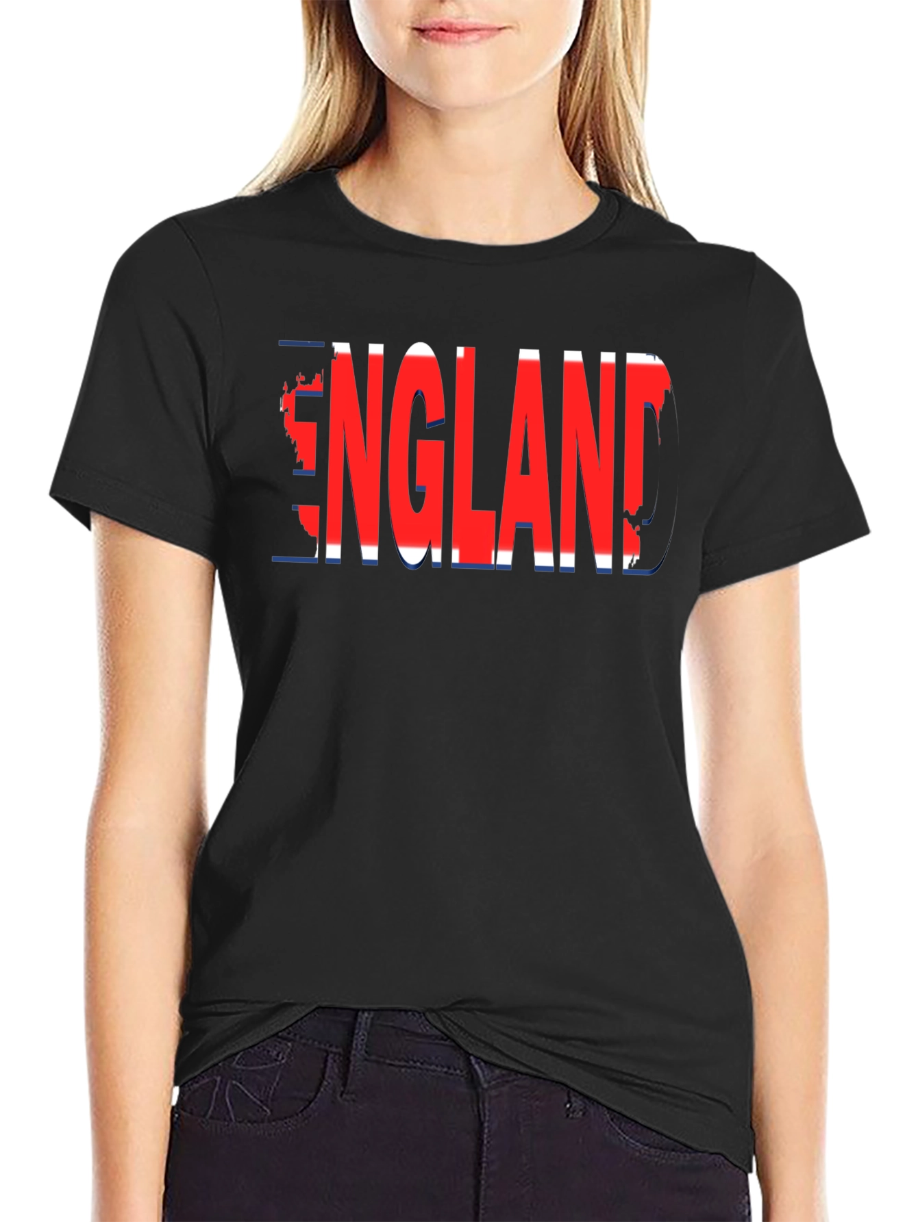 England Flag Graphic T-Shirt - Black Cotton Blend Tee