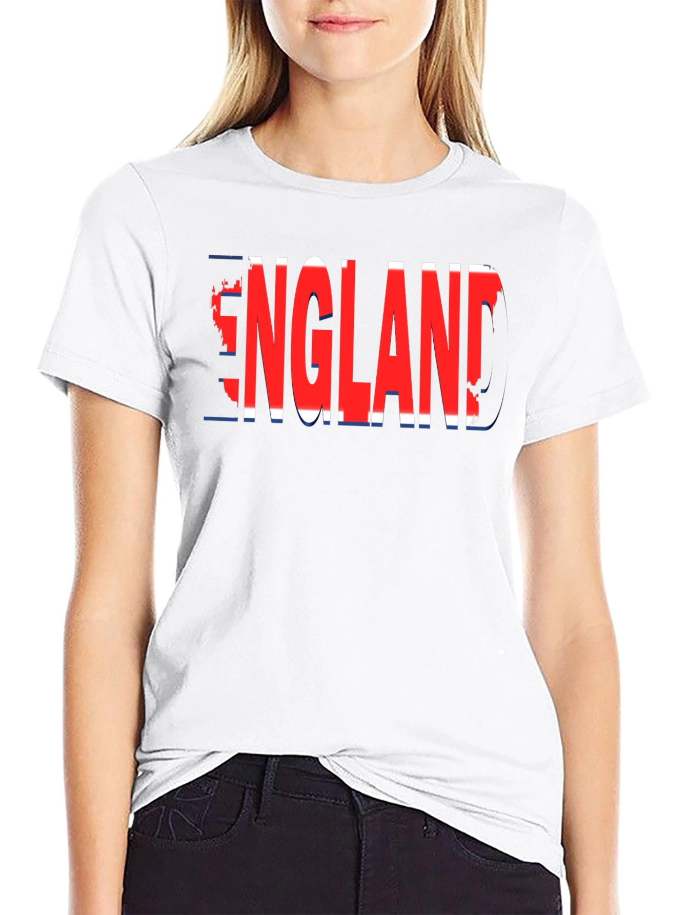 England Flag Graphic T-Shirt - Black Cotton Blend Tee