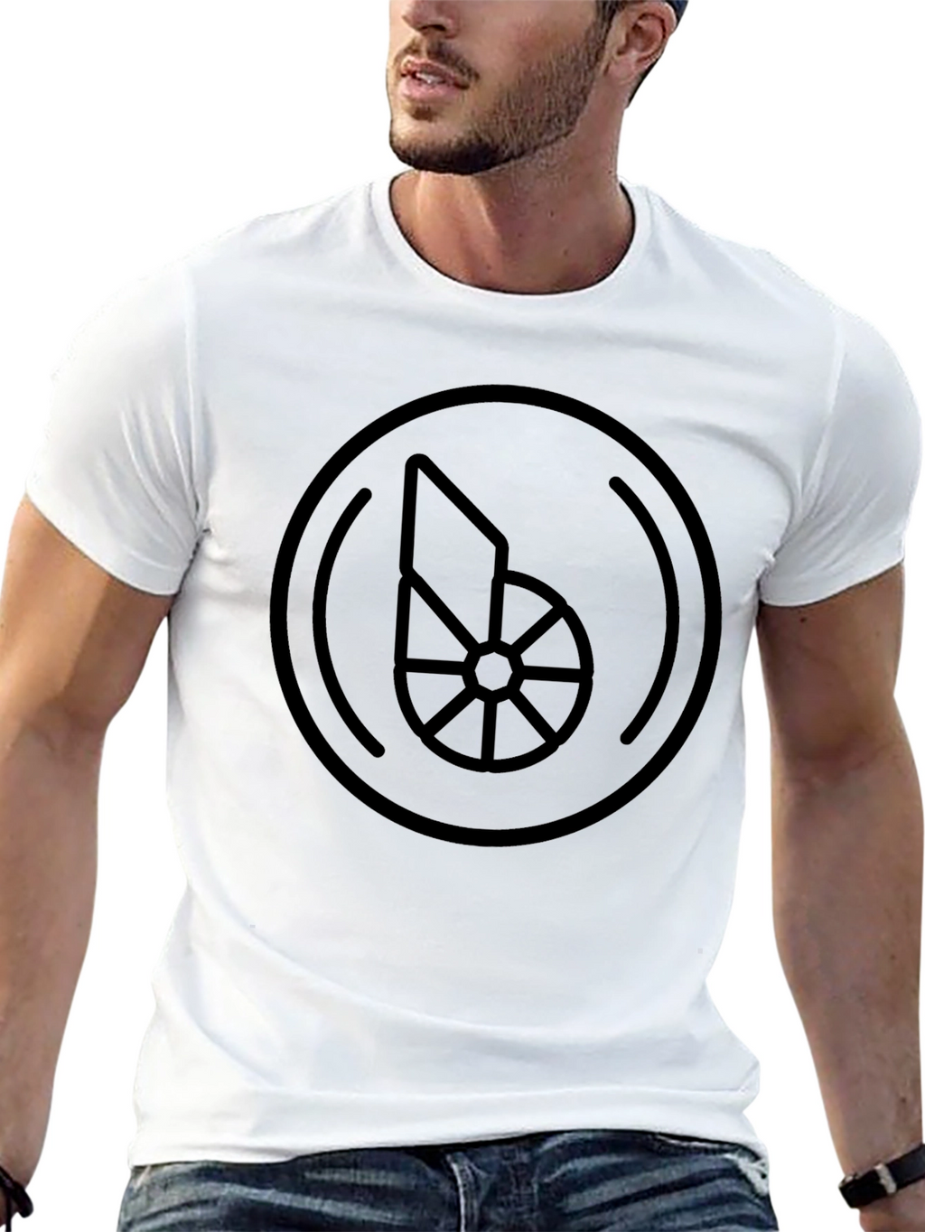 Geometric Circle Graphic Tee - Modern Black T-Shirt