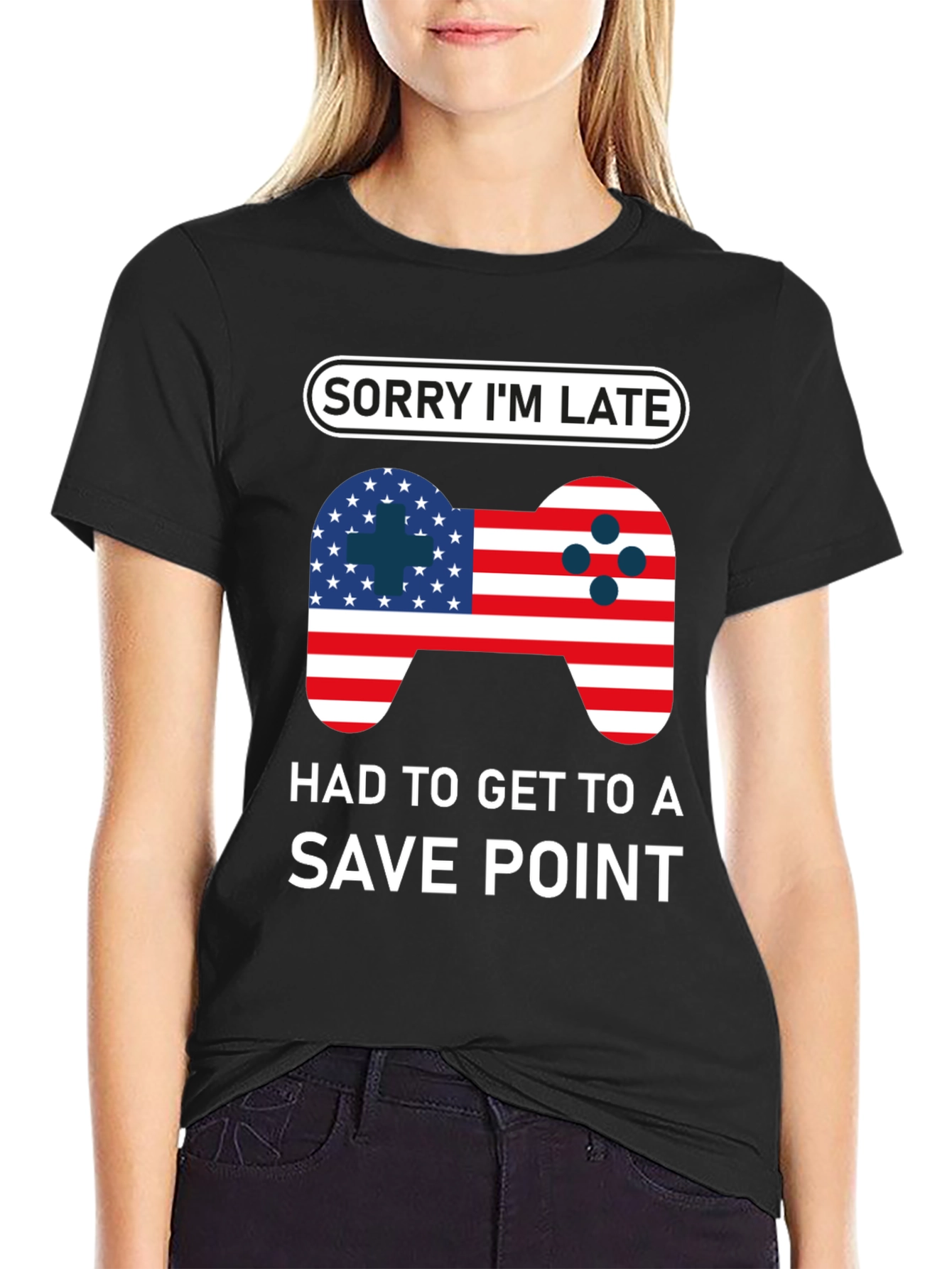 Gamer Humor T-Shirt - Sorry Im Late Save Point Tee