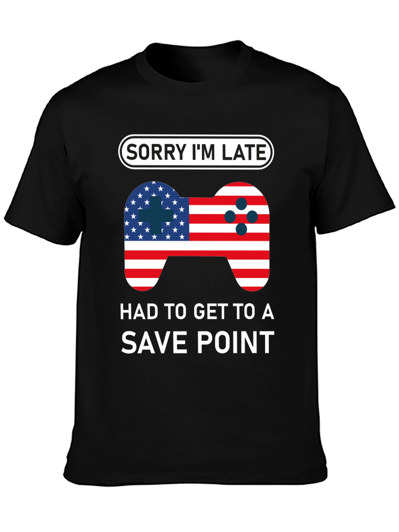 Gamer Humor T-Shirt - Sorry Im Late Save Point Tee