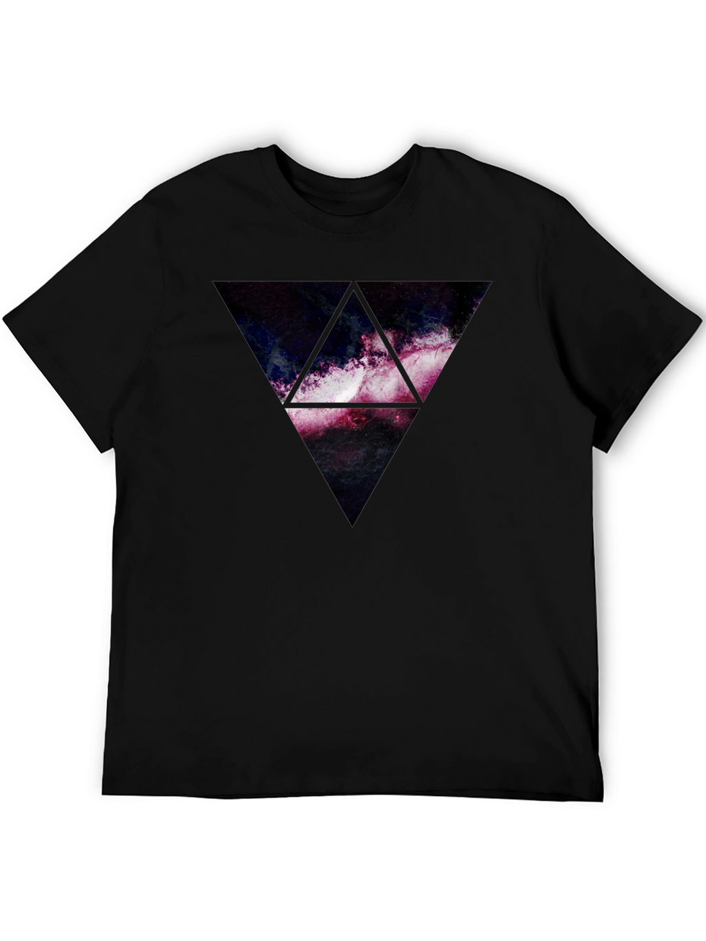Galaxy Triangle Graphic Print T-Shirt - Black