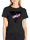 Galaxy Triangle Graphic Print T-Shirt - Black