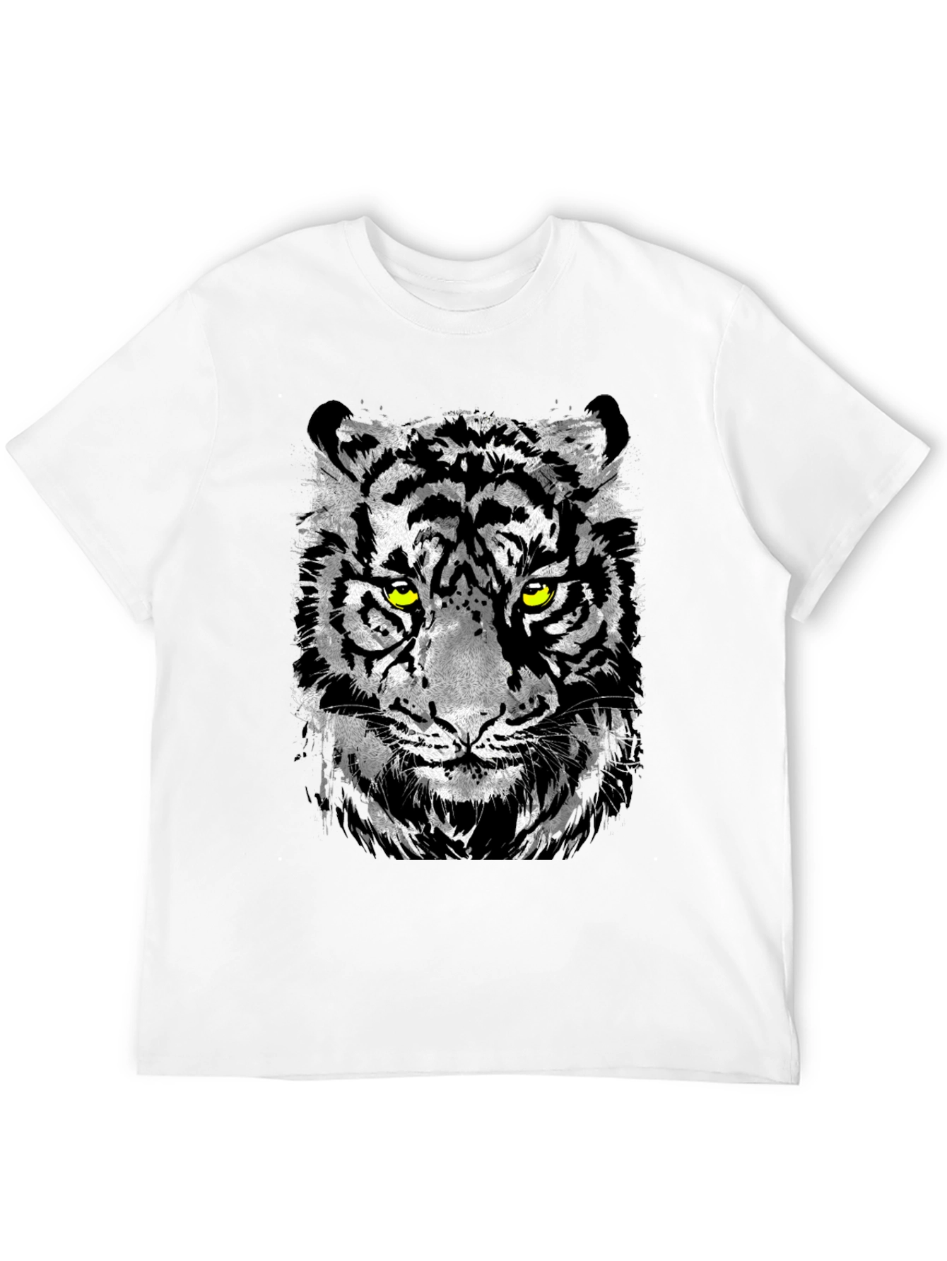 Mens Black T-Shirt with Tiger Graphic
