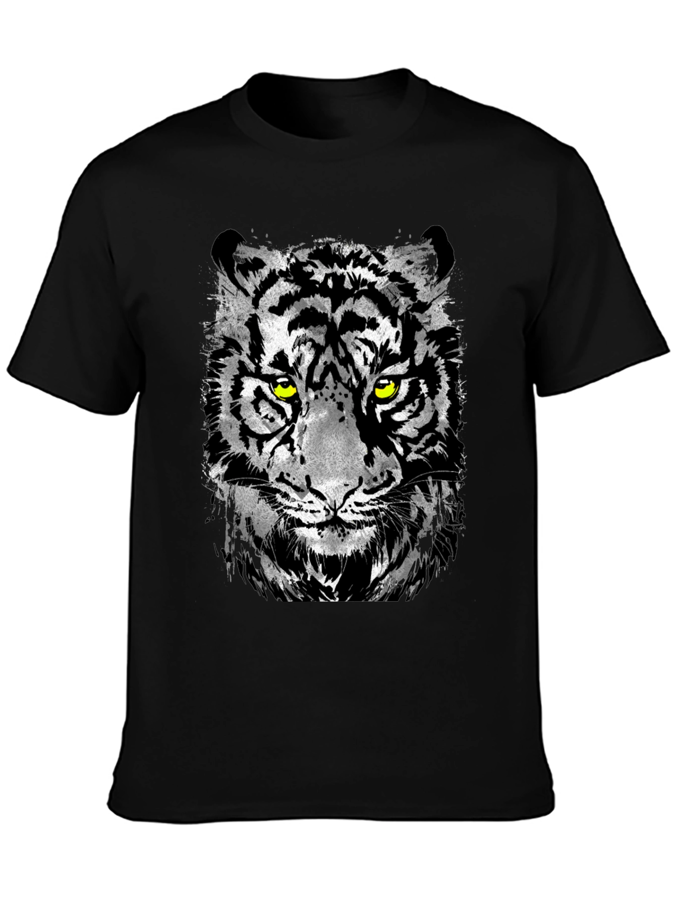 Mens Black T-Shirt with Tiger Graphic