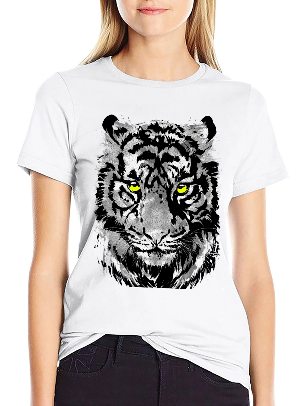 Mens Black T-Shirt with Tiger Graphic
