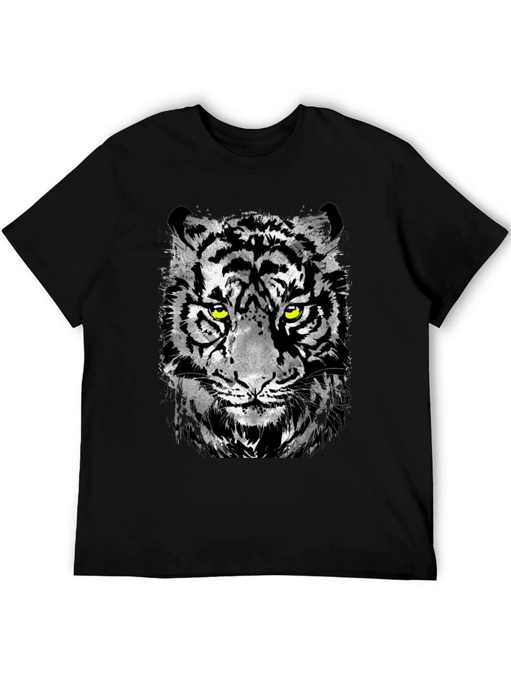 Mens Black T-Shirt with Tiger Graphic