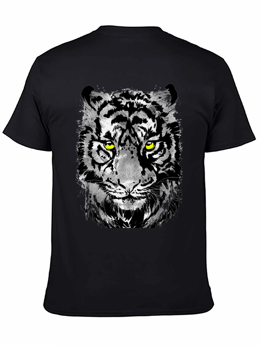 Mens Black T-Shirt with Tiger Graphic