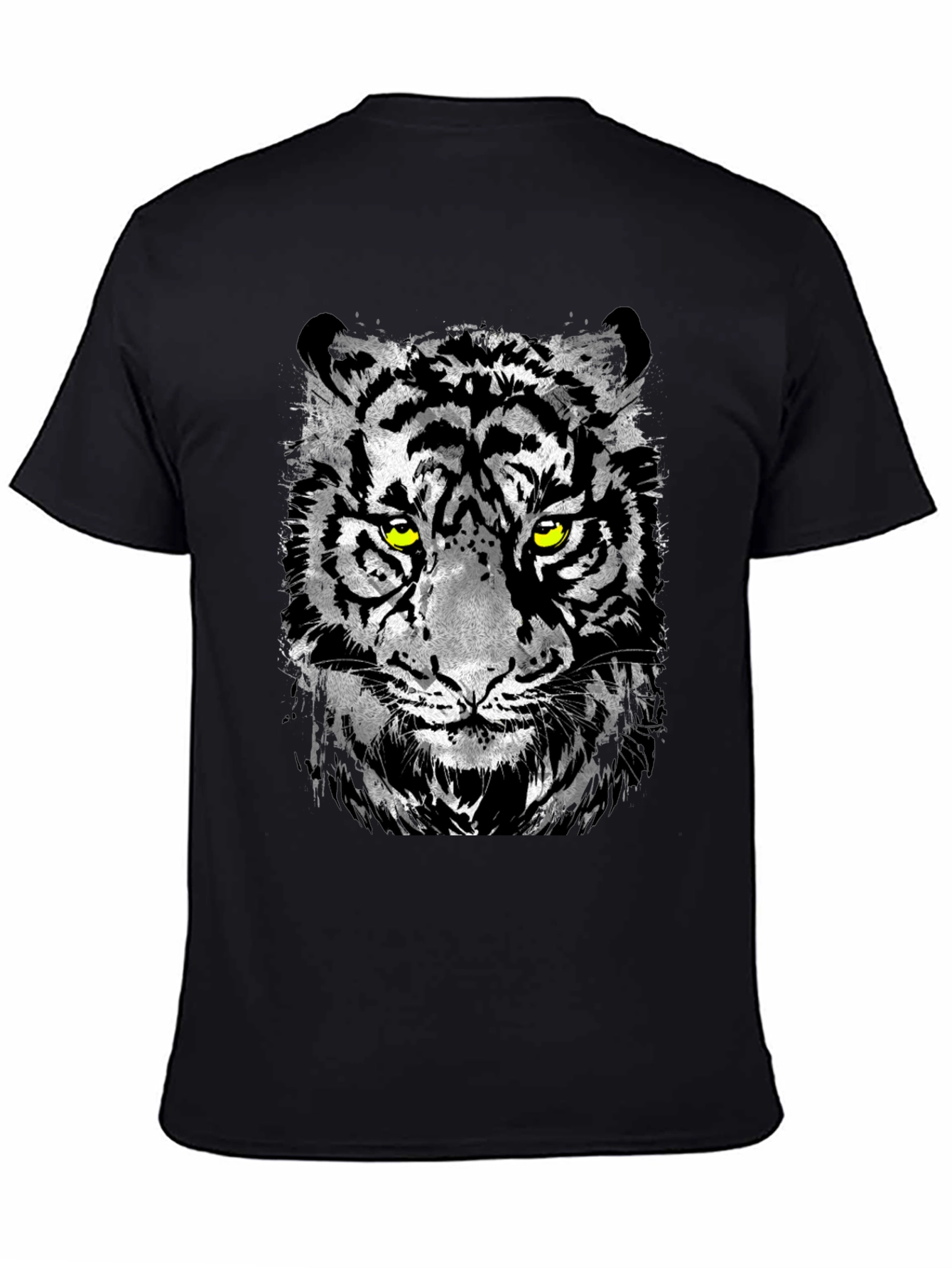 Mens Black T-Shirt with Tiger Graphic