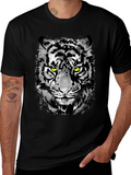 Mens Black T-Shirt with Tiger Graphic