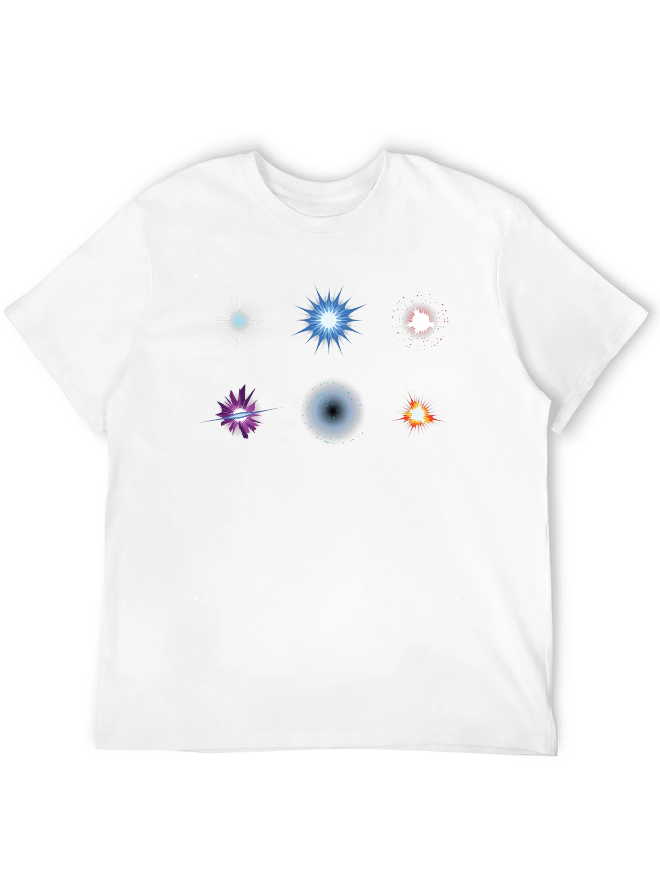 Mens Black T-Shirt with Starburst Designs