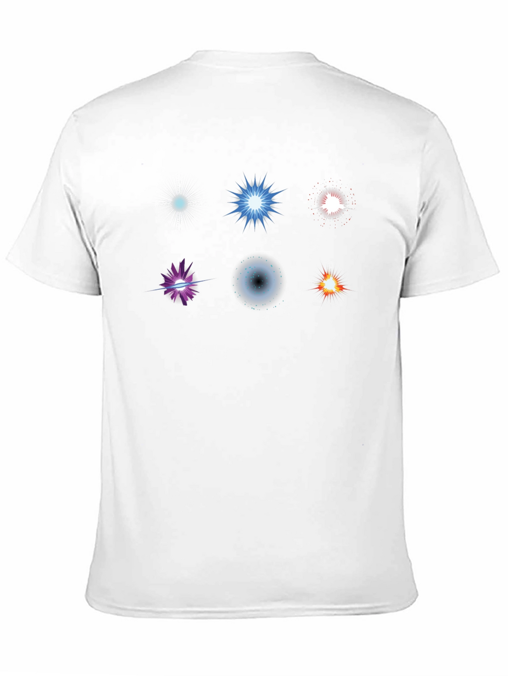 Mens Black T-Shirt with Starburst Designs
