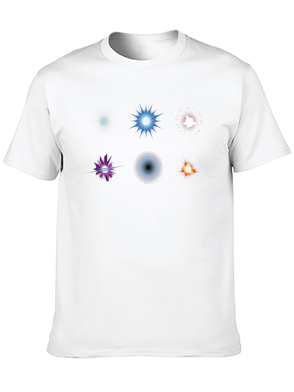 Mens Black T-Shirt with Starburst Designs