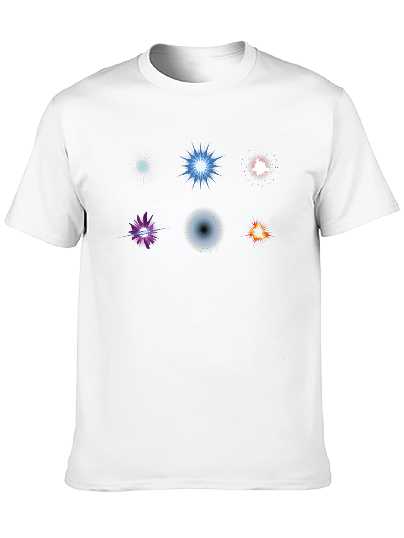 Mens Black T-Shirt with Starburst Designs