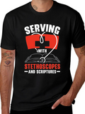 Serving With Stethoscopes and Scriptures T-Shirt