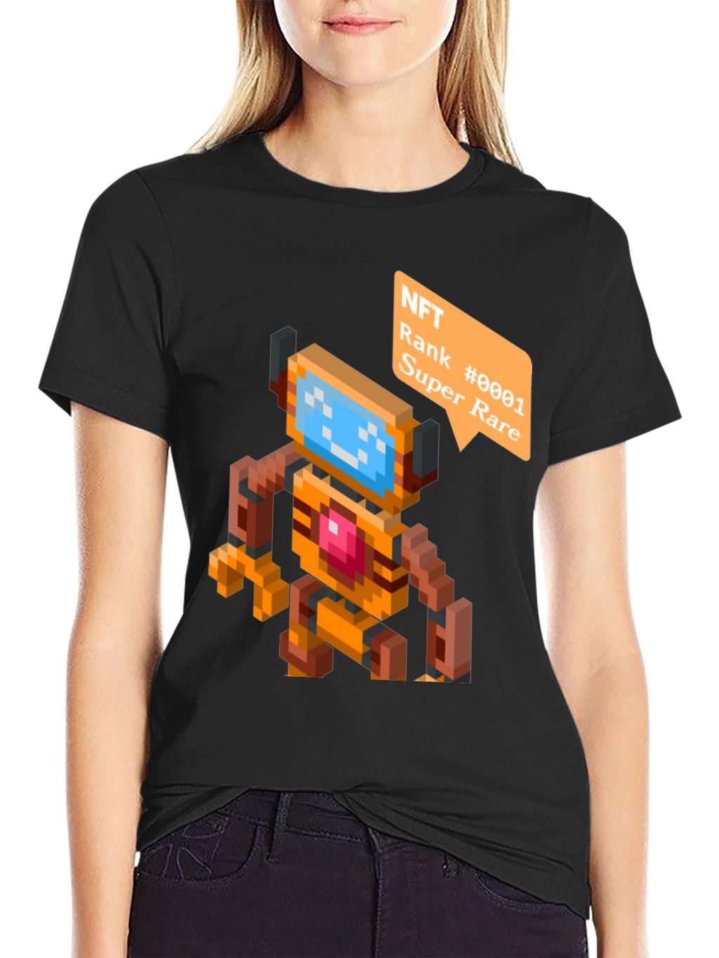 Pixelated NFT Robot Graphic Tee