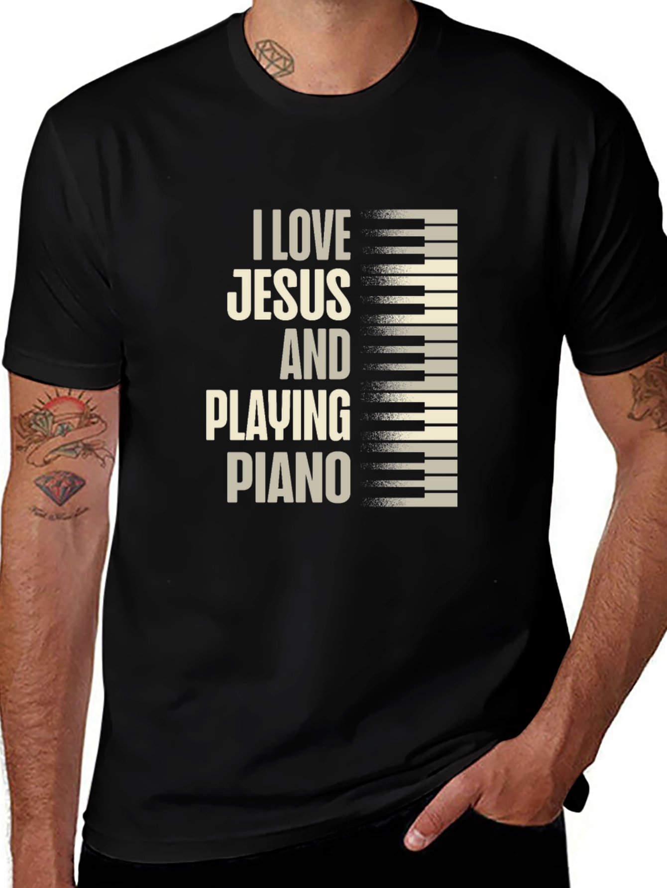 I Love Jesus and Playing Piano Graphic Tee