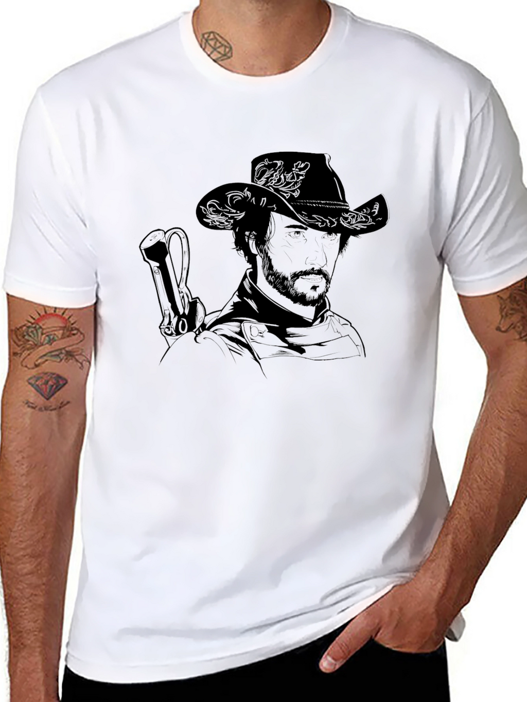 Western Cowboy Graphic Black T-Shirt