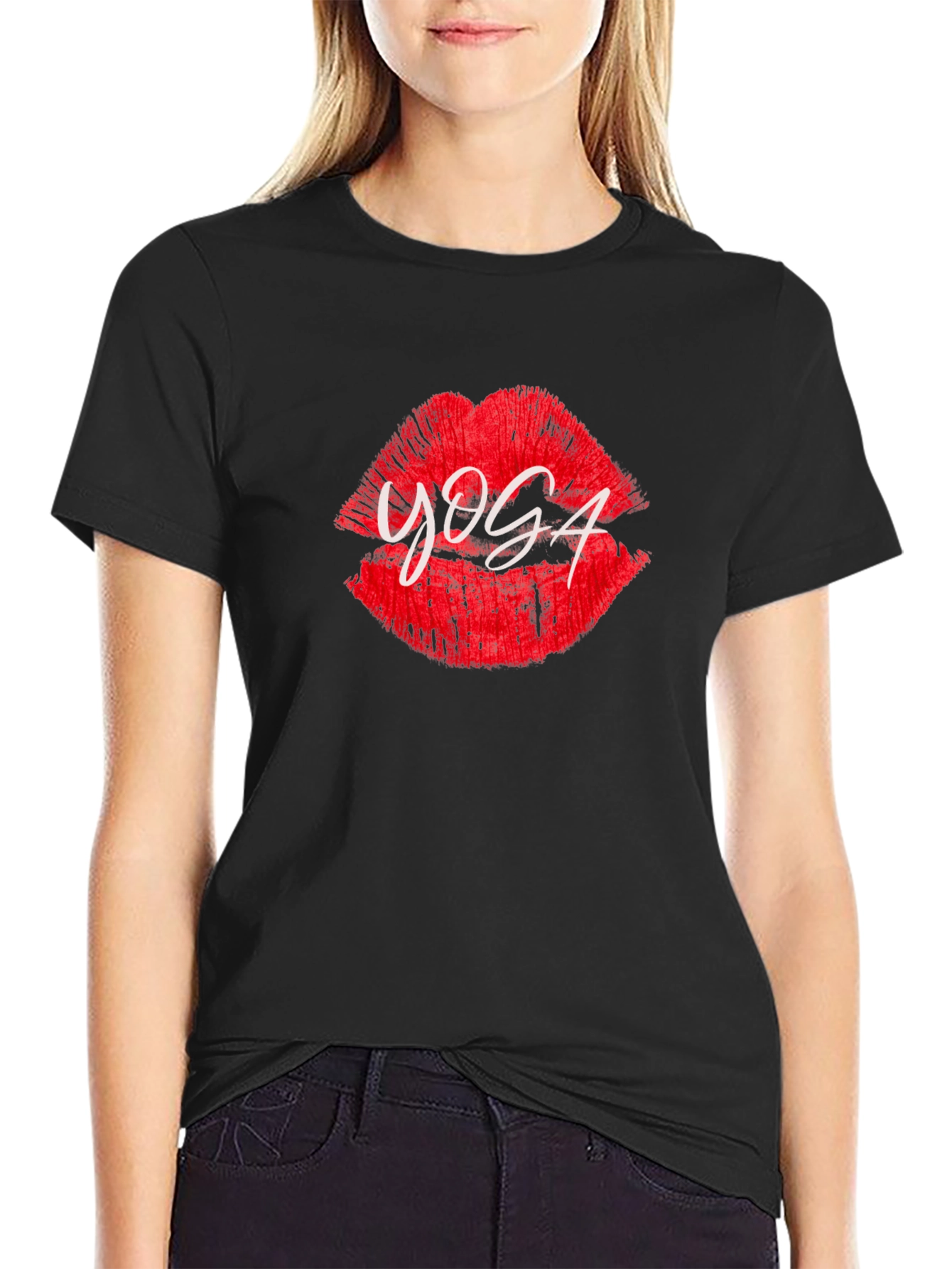 Yoga Lips Graphic T-Shirt - Mens Black Tee