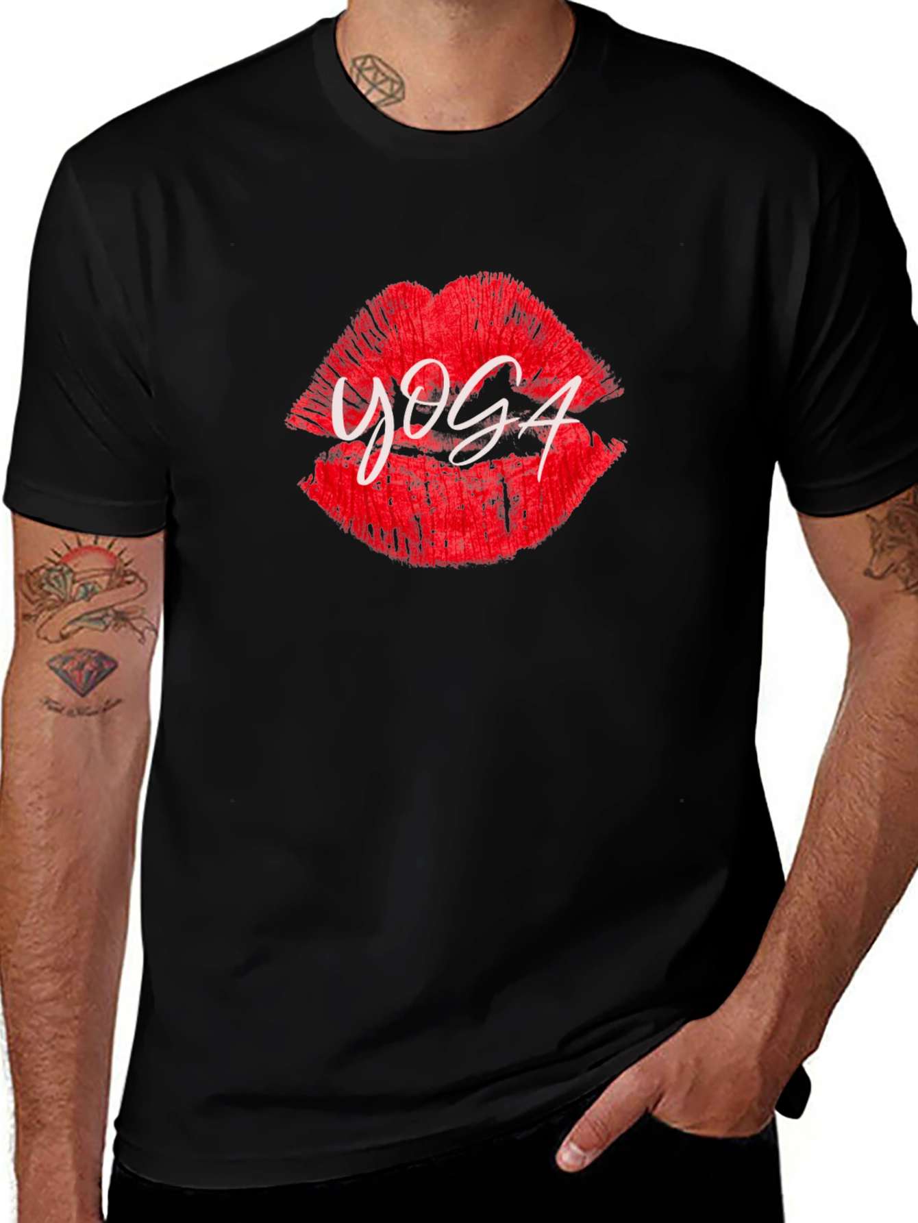 Yoga Lips Graphic T-Shirt - Mens Black Tee
