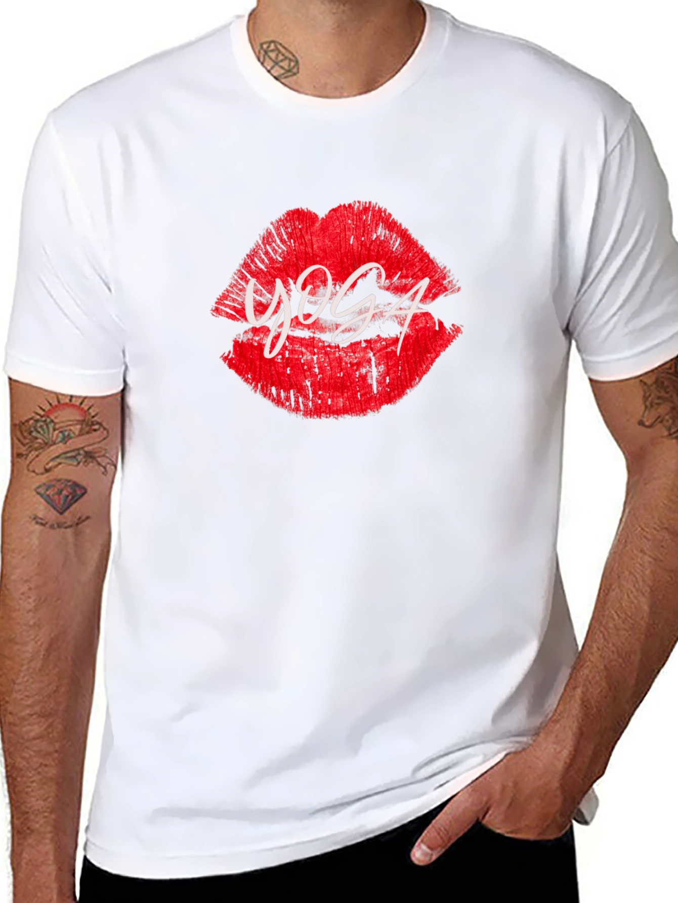 Yoga Lips Graphic T-Shirt - Mens Black Tee
