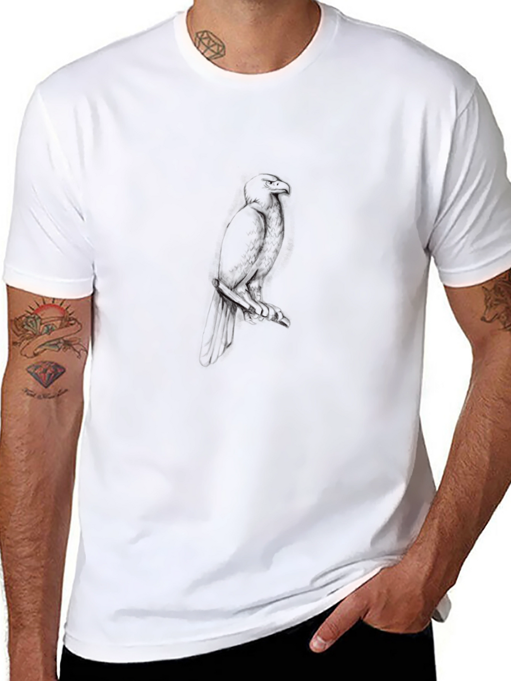 Mens Black Raven Graphic Tee