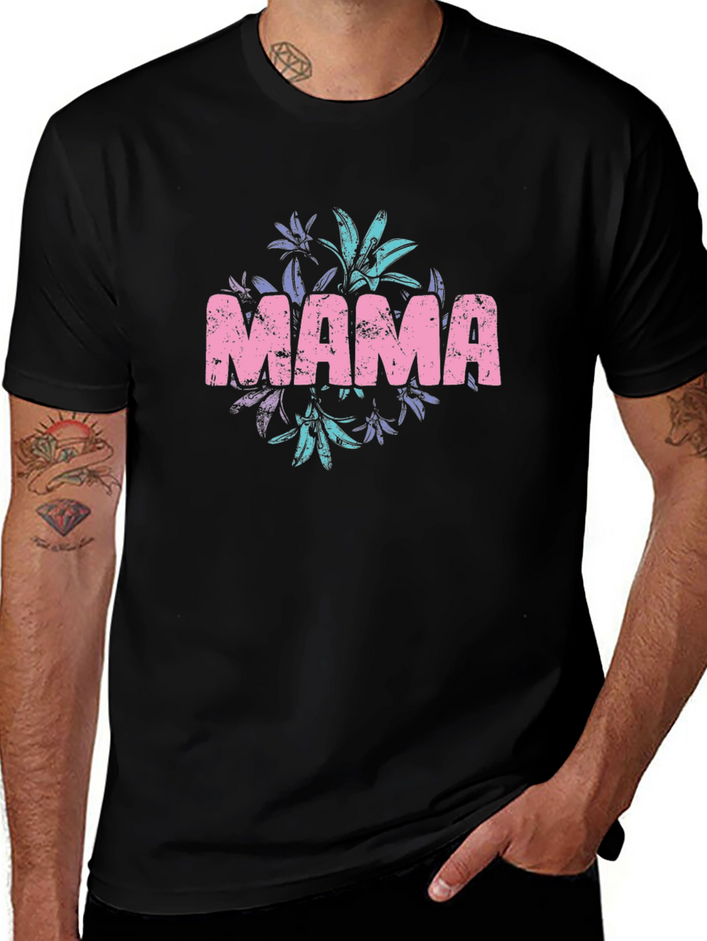 Mama Floral Graphic Black T-Shirt