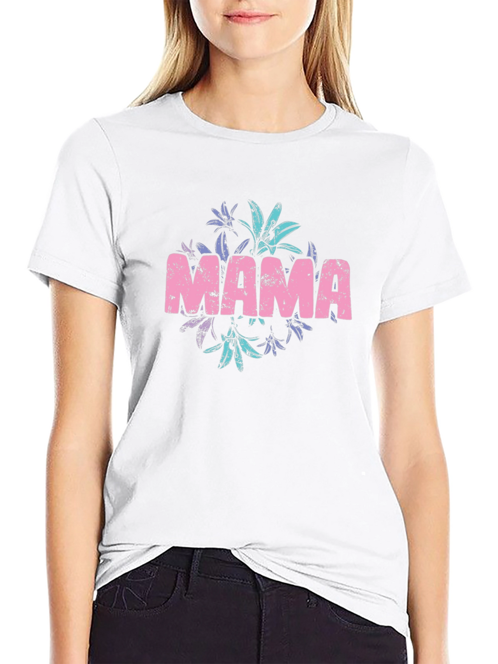 Mama Floral Graphic Black T-Shirt