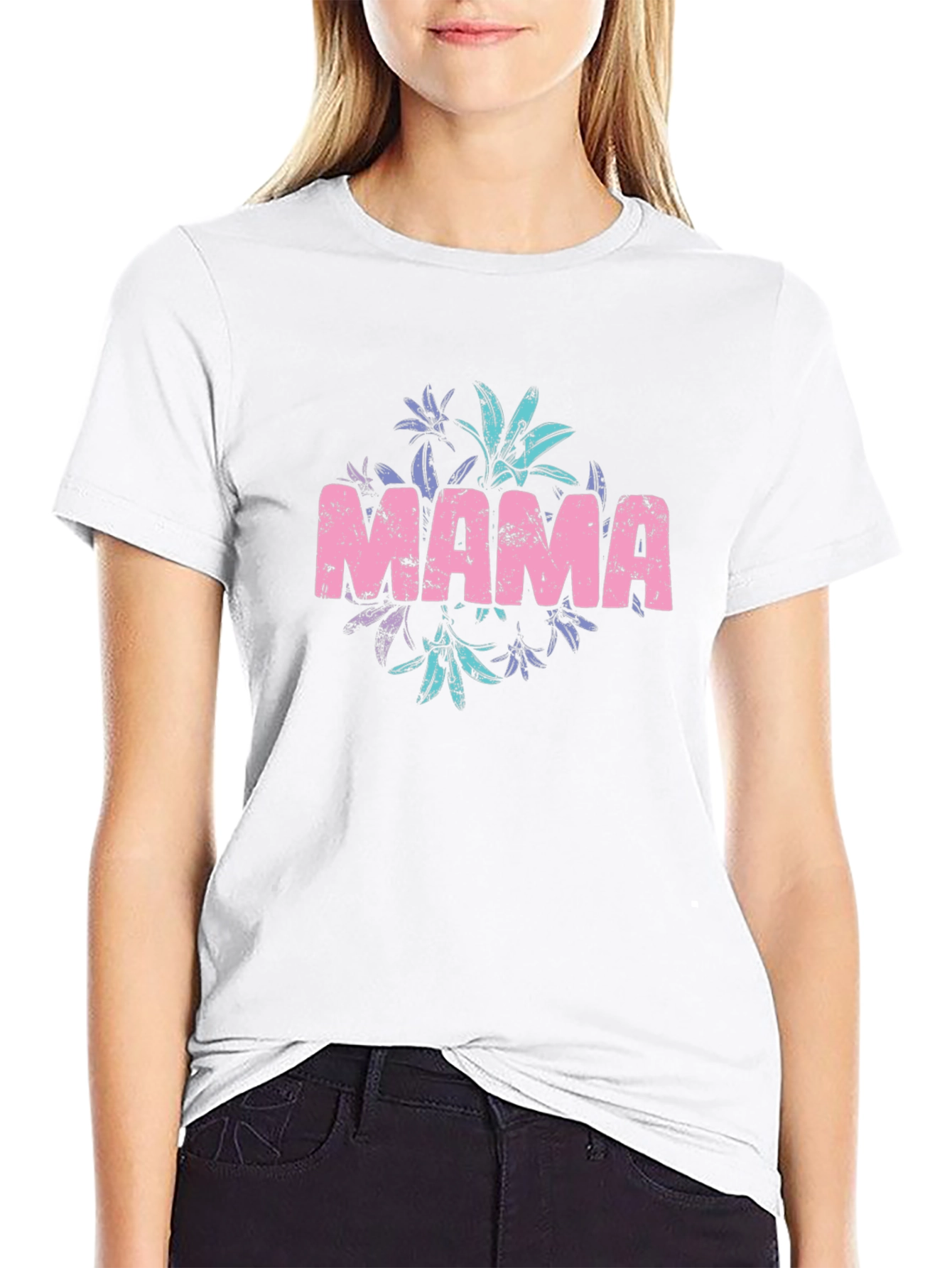 Mama Floral Graphic Black T-Shirt