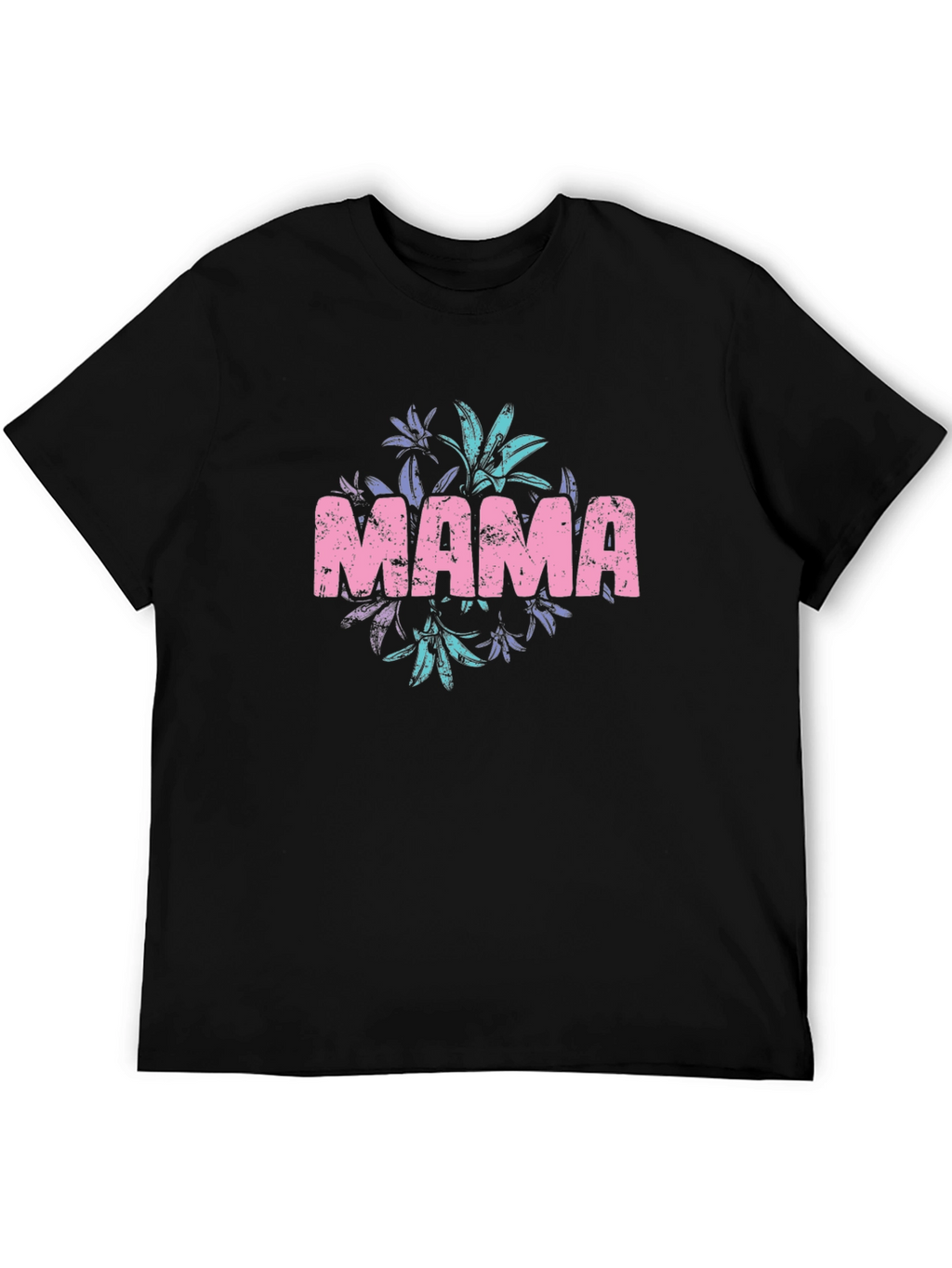Mama Floral Graphic Black T-Shirt