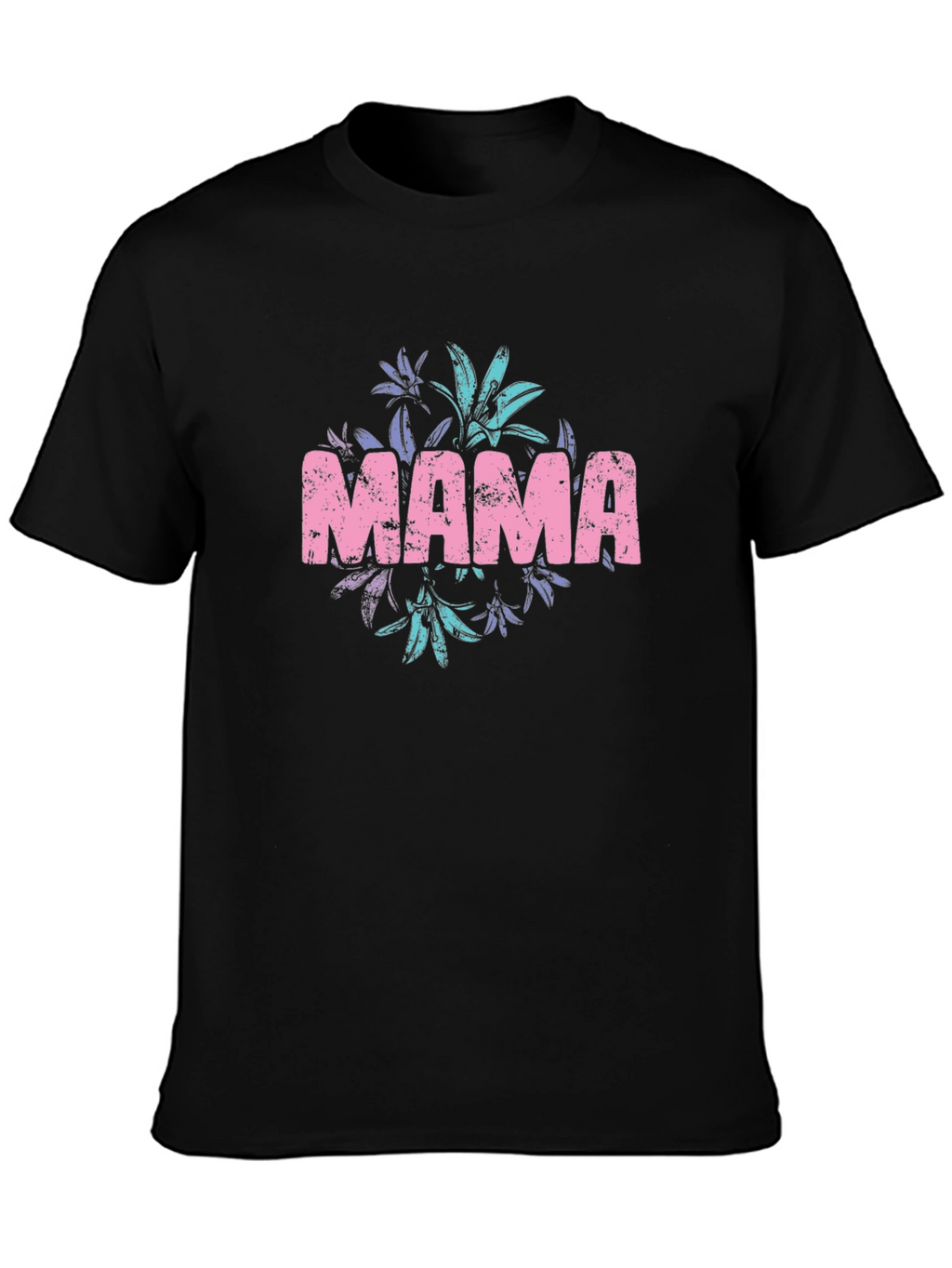 Mama Floral Graphic Black T-Shirt