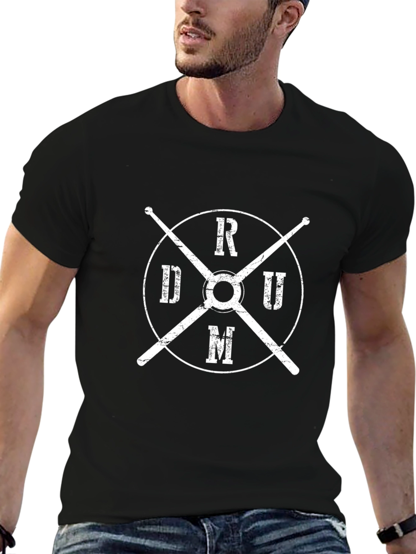 Drum Circle Graphic Tee - Black Cotton T-Shirt