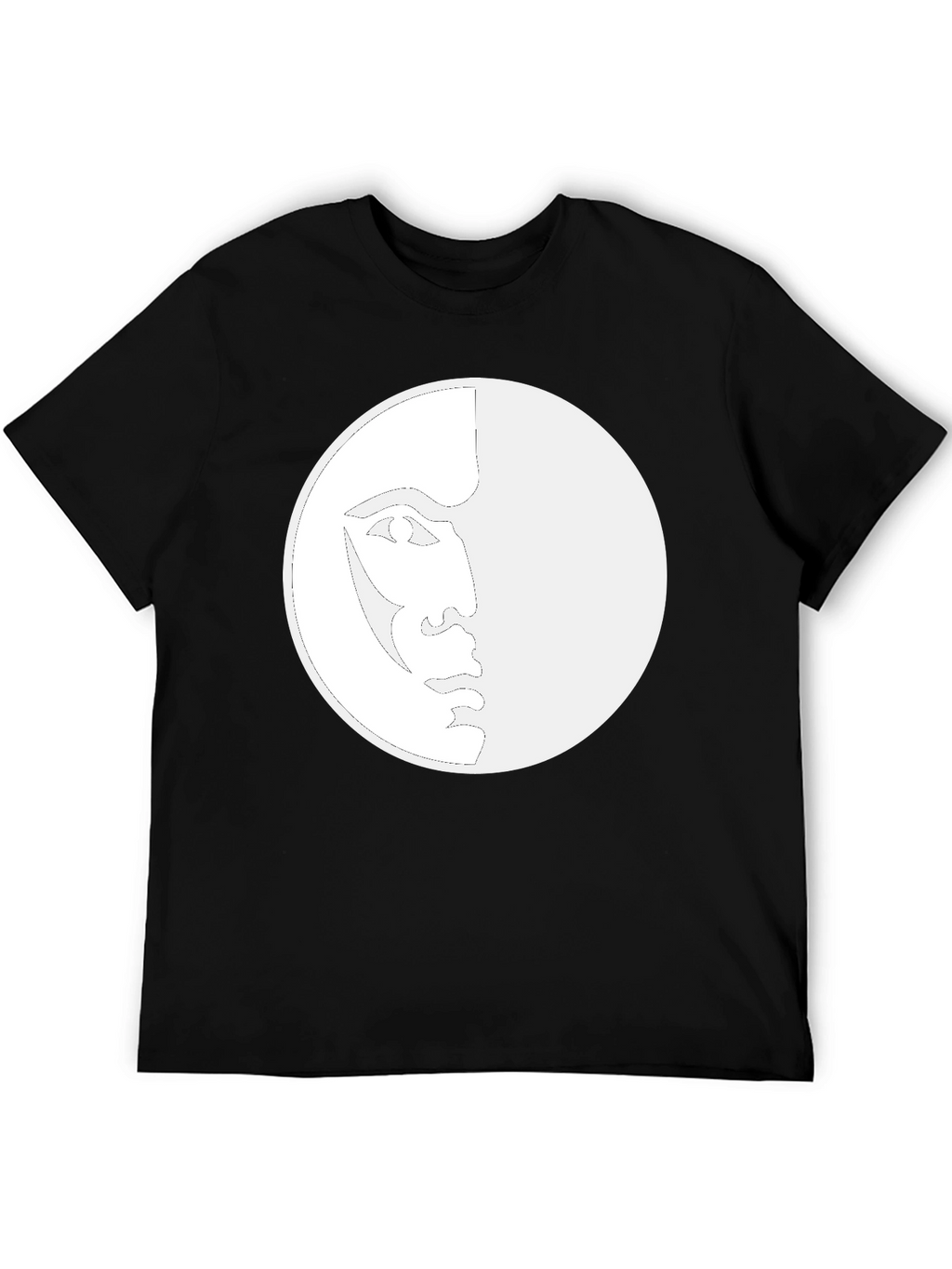 Unique Moon Face Graphic Black T-Shirt