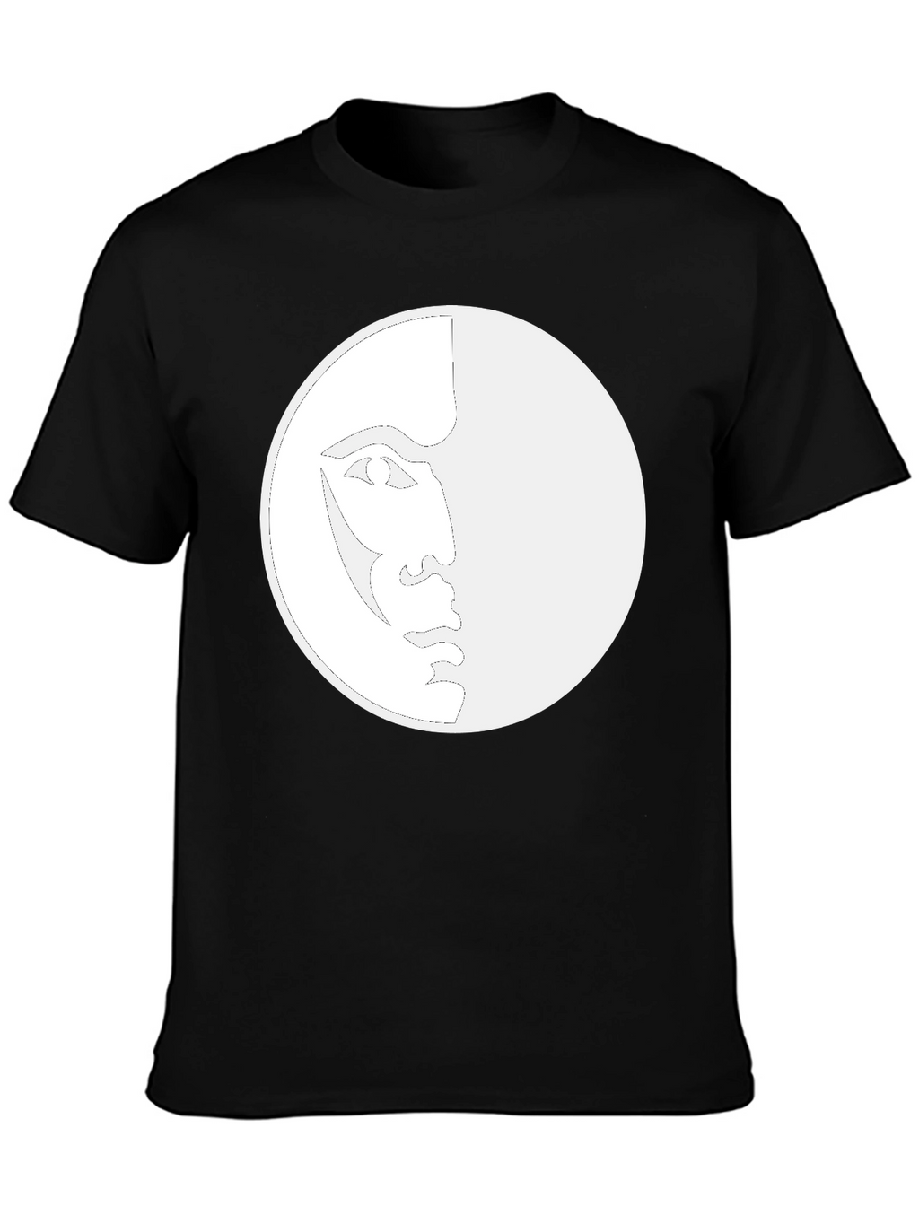 Unique Moon Face Graphic Black T-Shirt