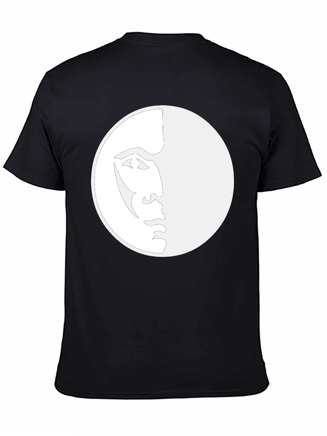 Unique Moon Face Graphic Black T-Shirt