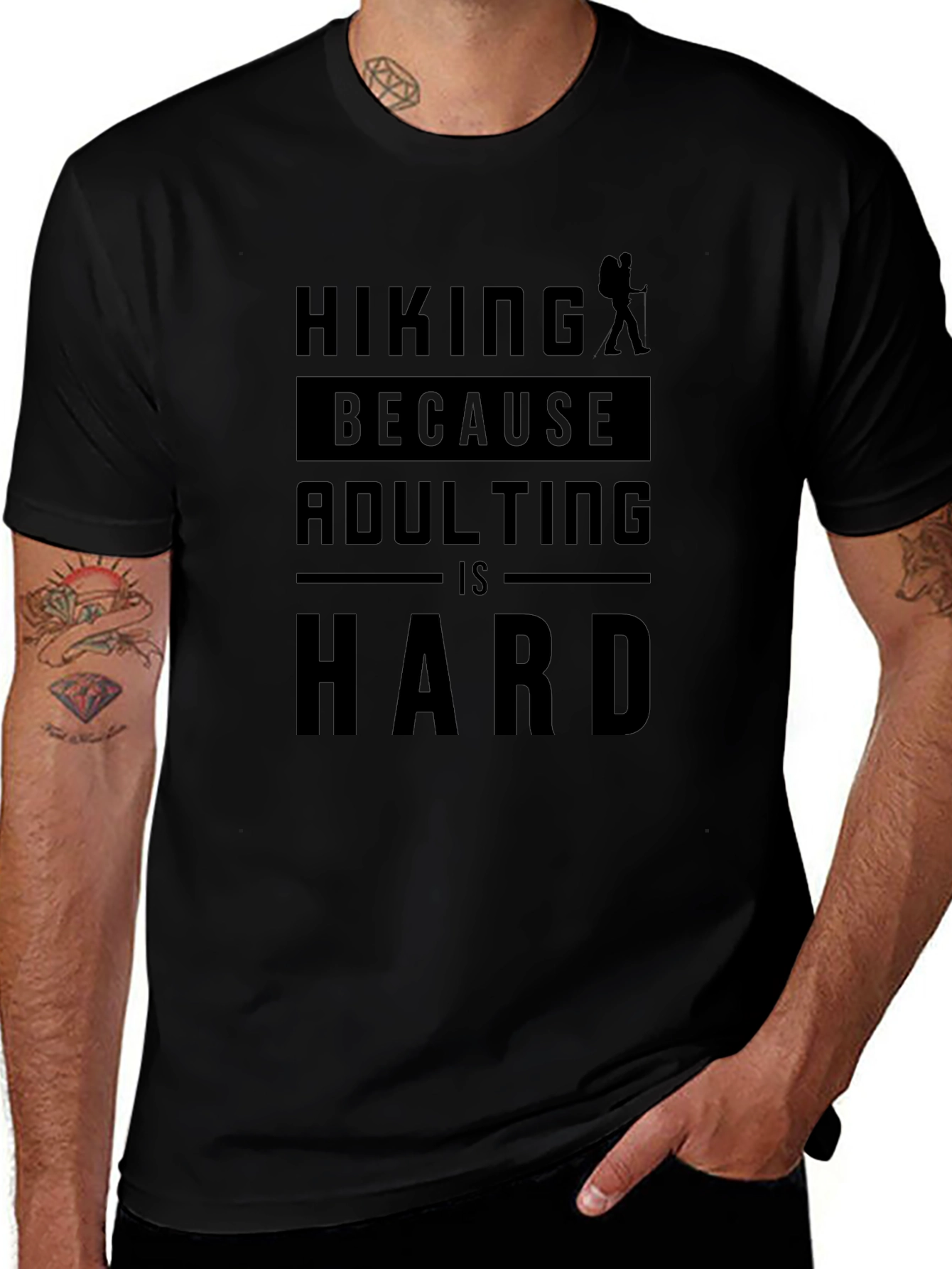 Hiking Because Adulting is Hard Graphic Tee