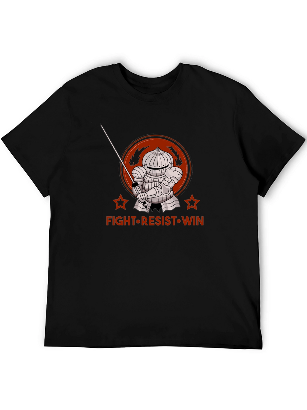Fight Resist Win Knight Graphic Tee - Black