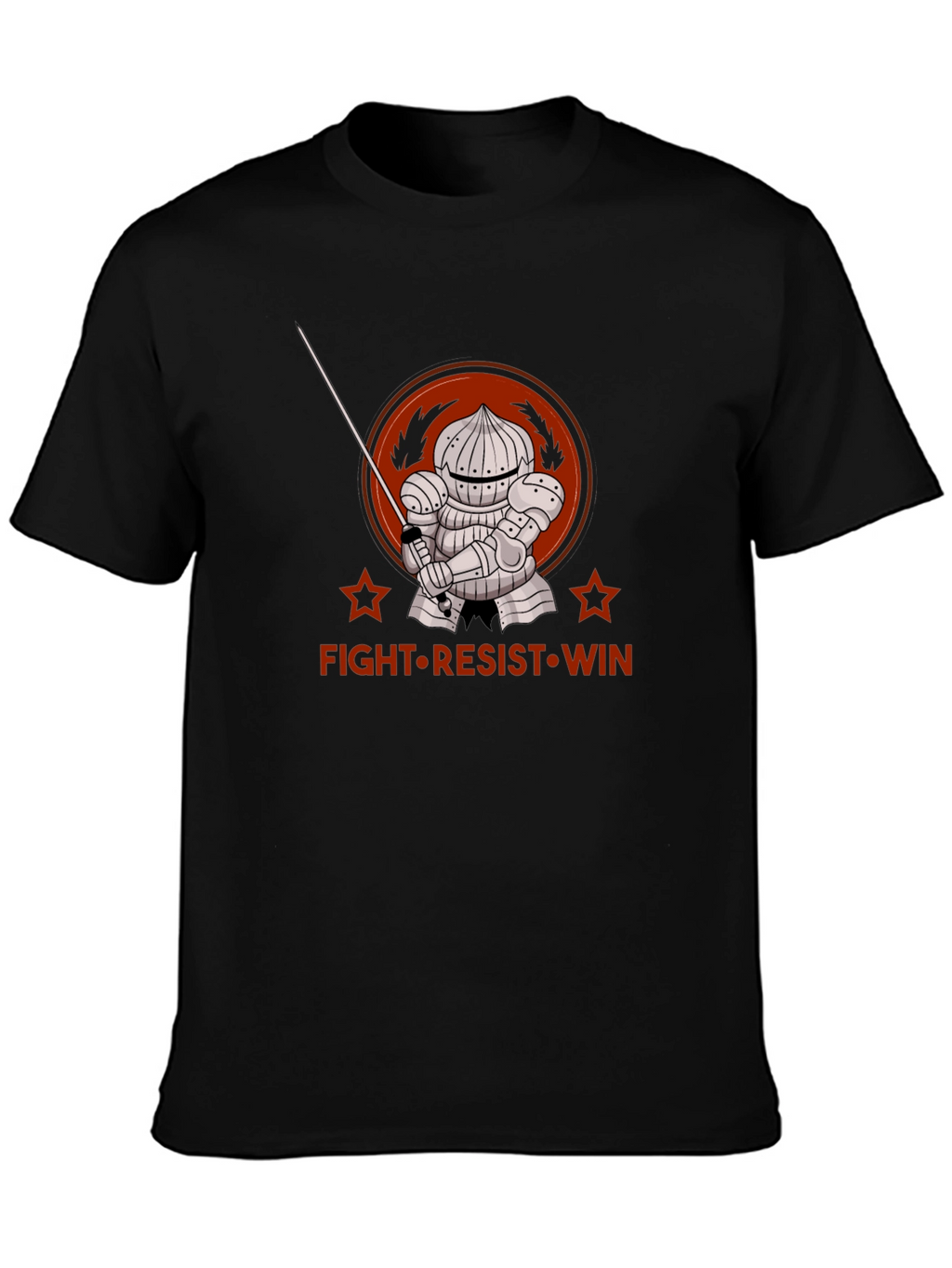 Fight Resist Win Knight Graphic Tee - Black