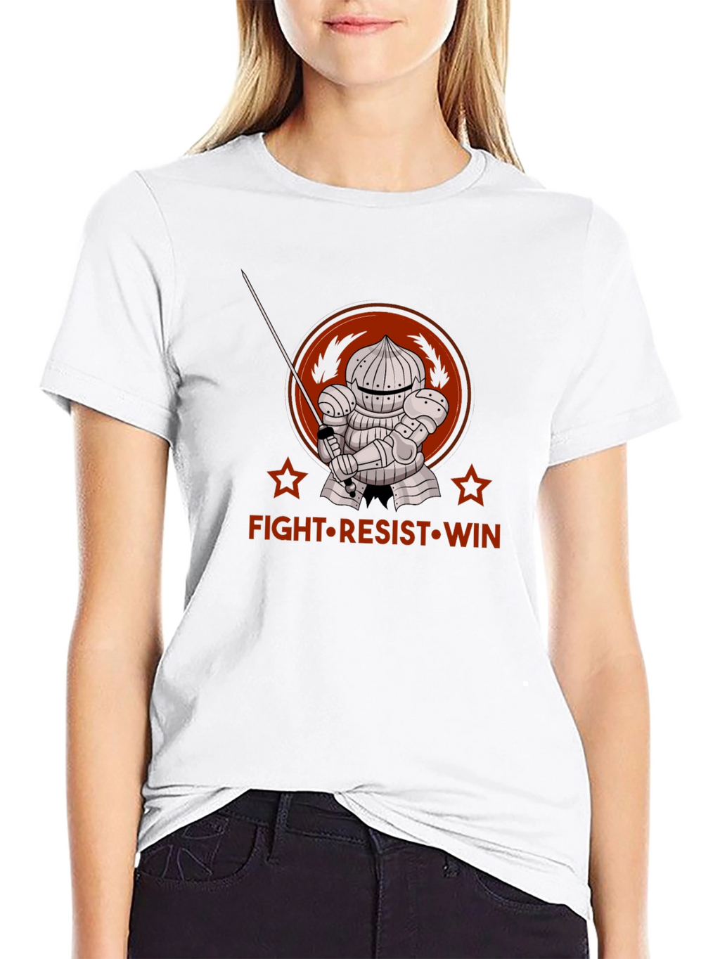 Fight Resist Win Knight Graphic Tee - Black