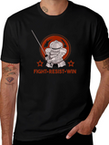 Fight Resist Win Knight Graphic Tee - Black