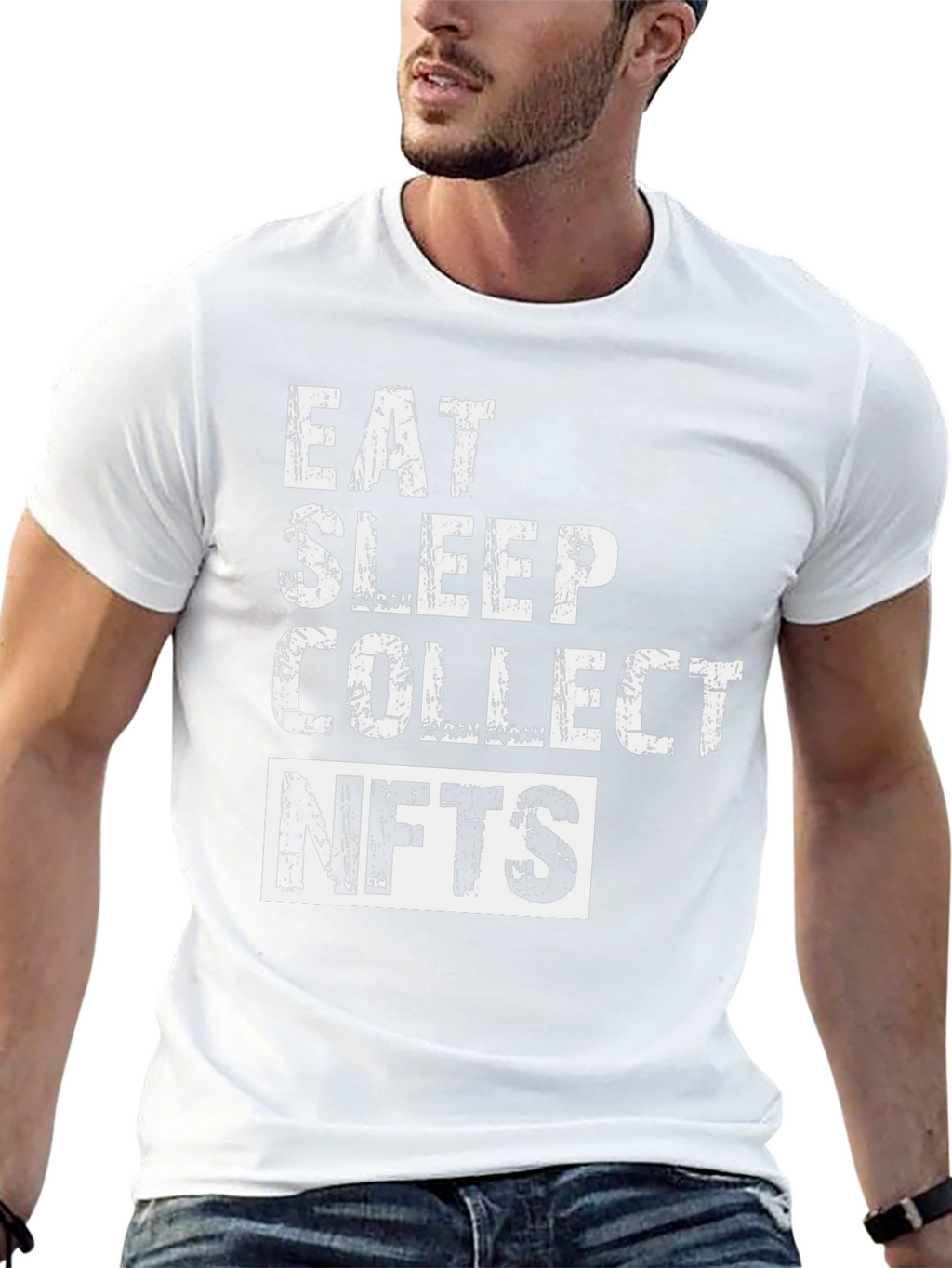 Eat Sleep Collect NFTs Black Graphic T-Shirt