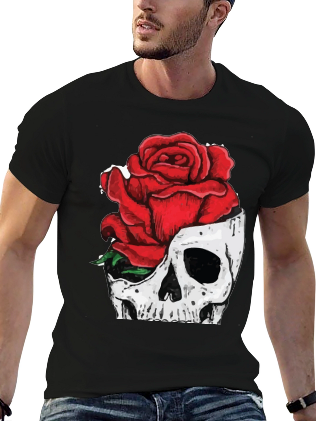 Skull & Rose Graphic Tee - Black